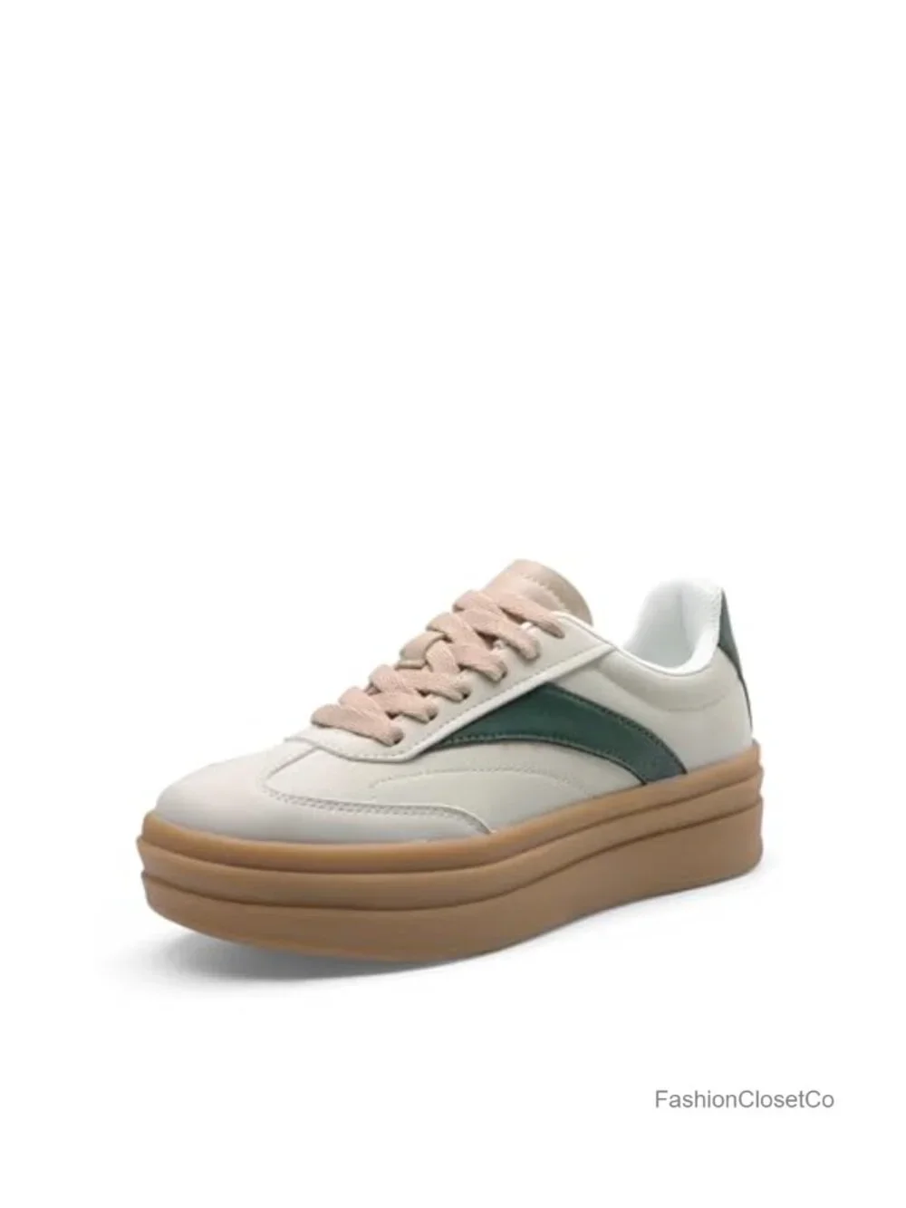 Women's Platform Sneakers - Vegan Leather Faux Suede Lace-Up Casual Tennis Shoes